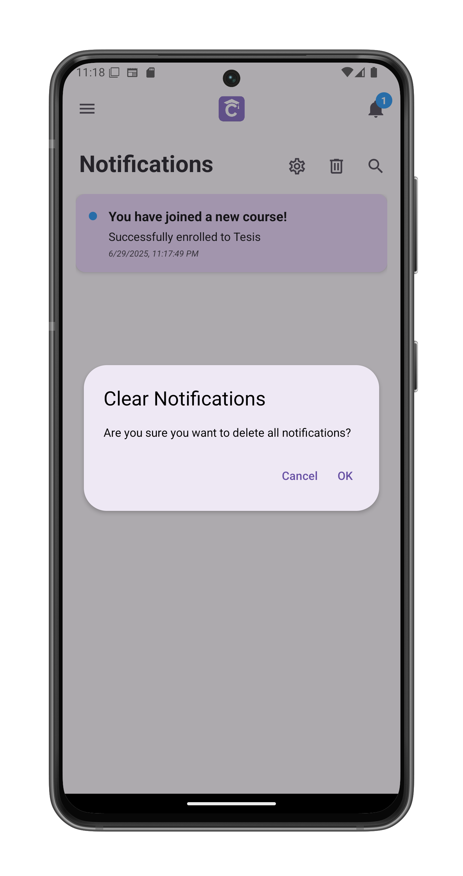 Clear Notifications Prompt