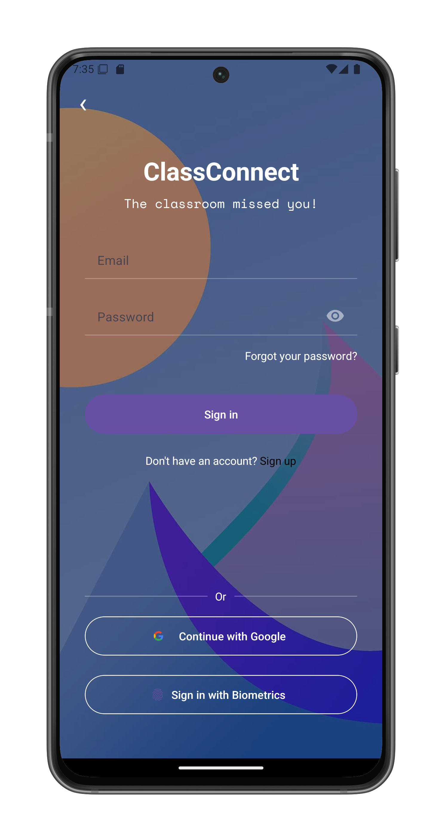 Biometric Option Screen