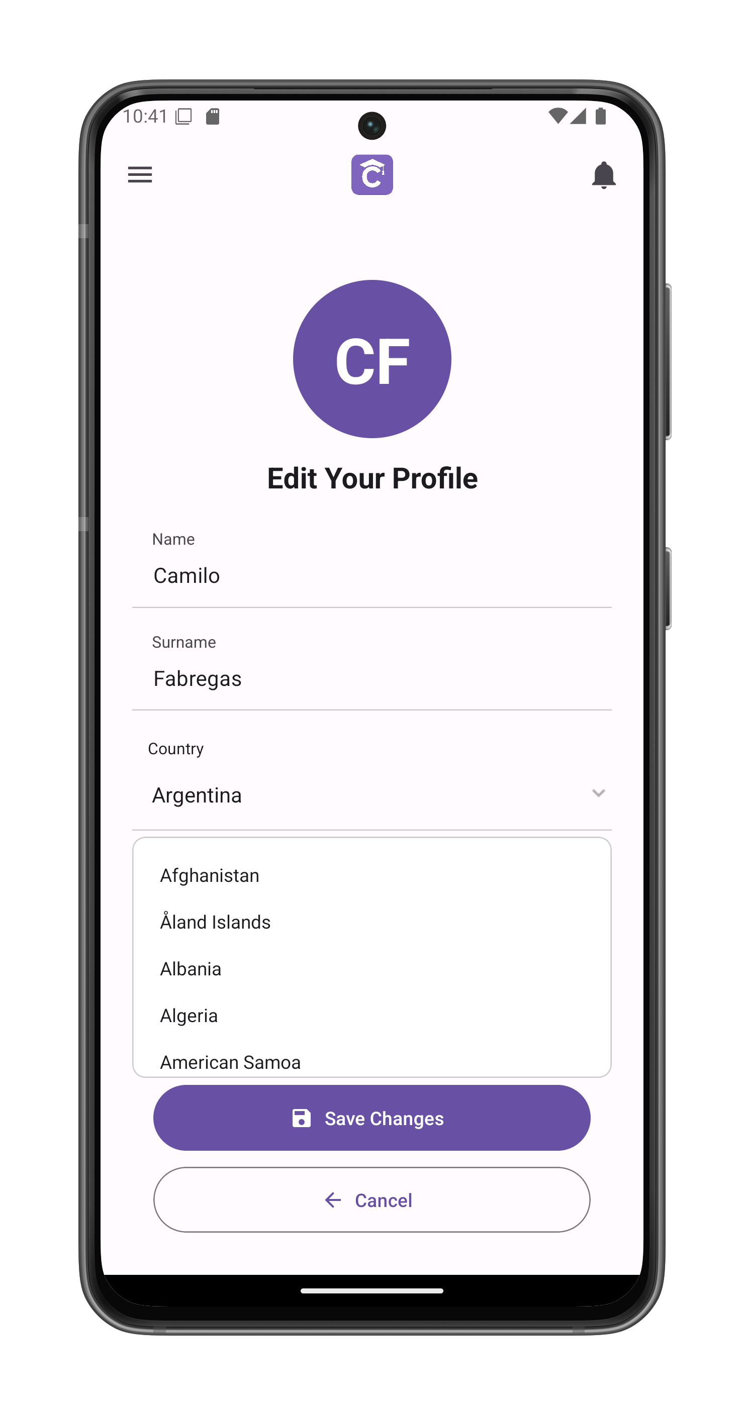 Edit Profile Screen