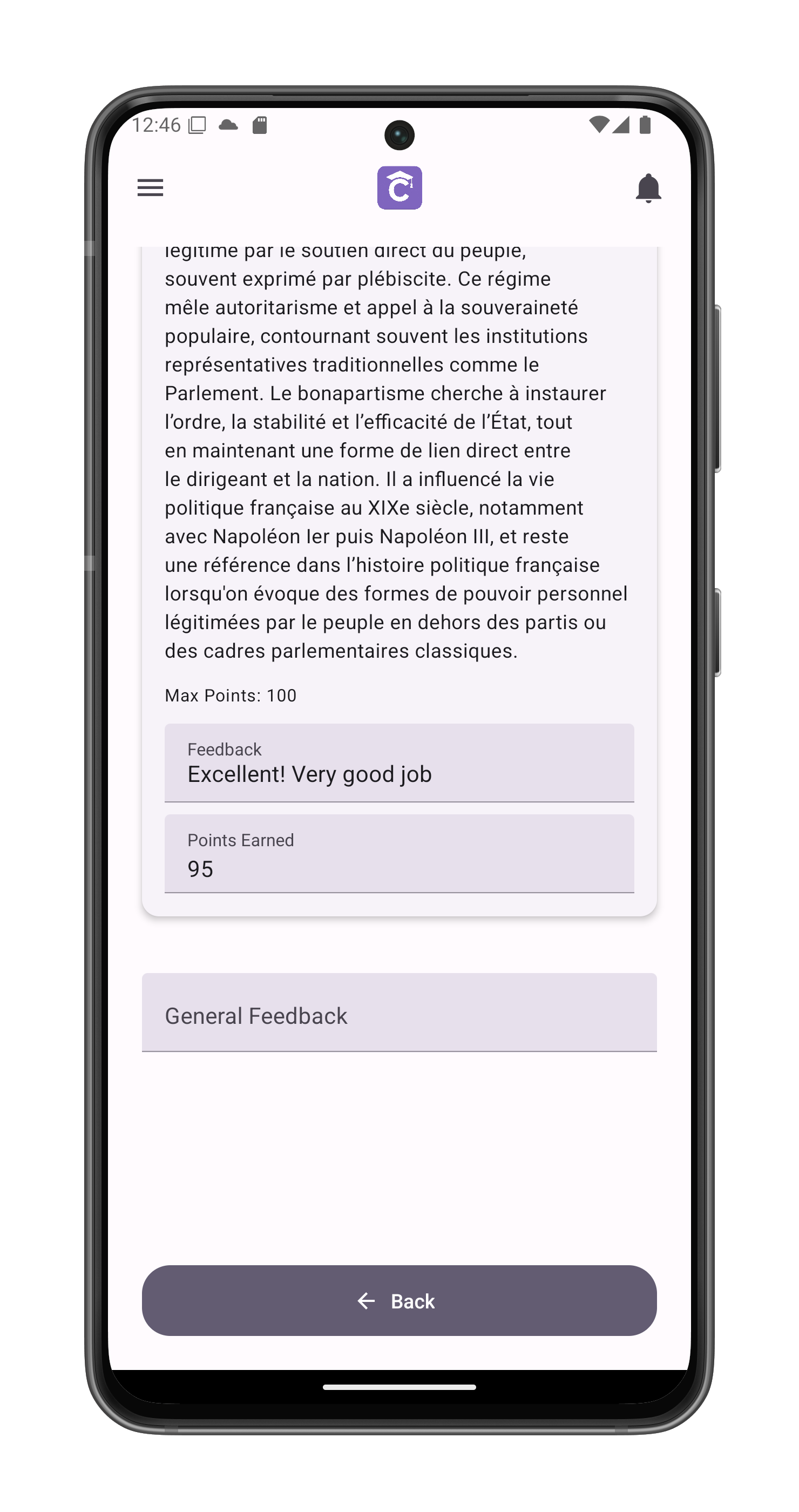 Detailed Feedback View