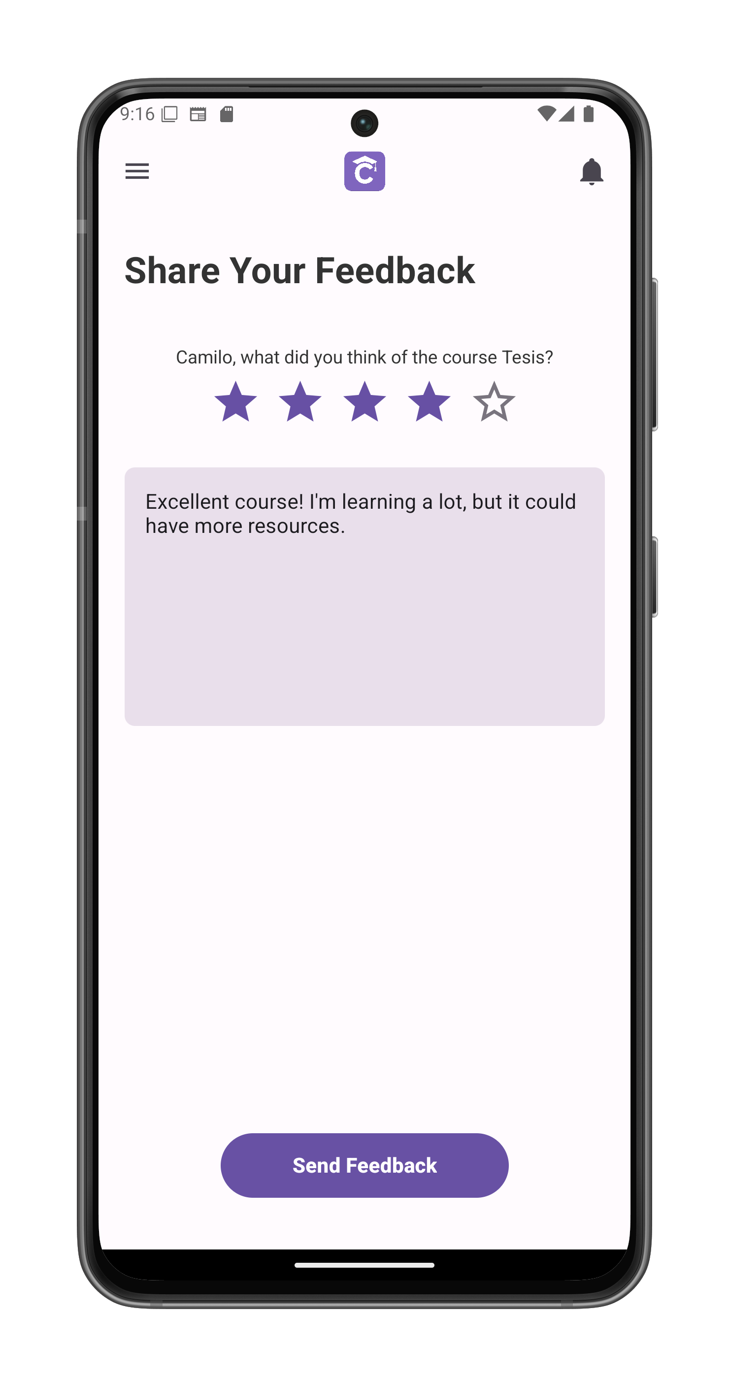 Course Feedback Screen