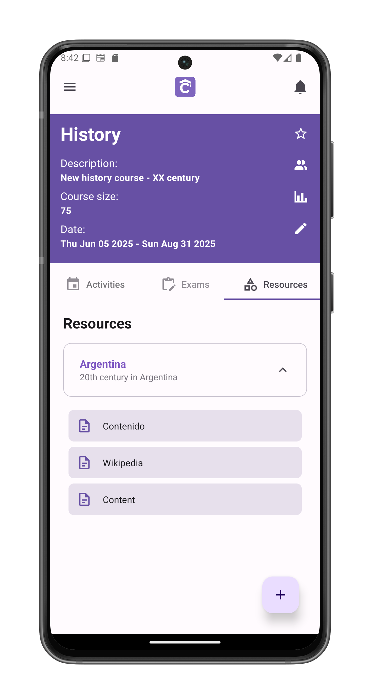 Course Main Screen