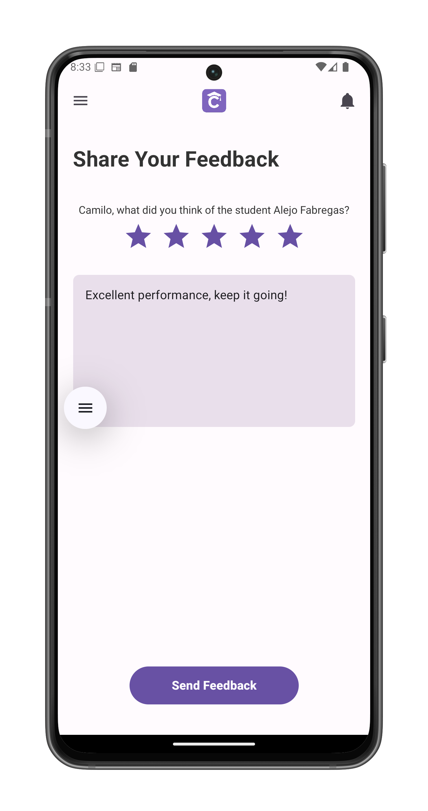 Feedback Composition Screen