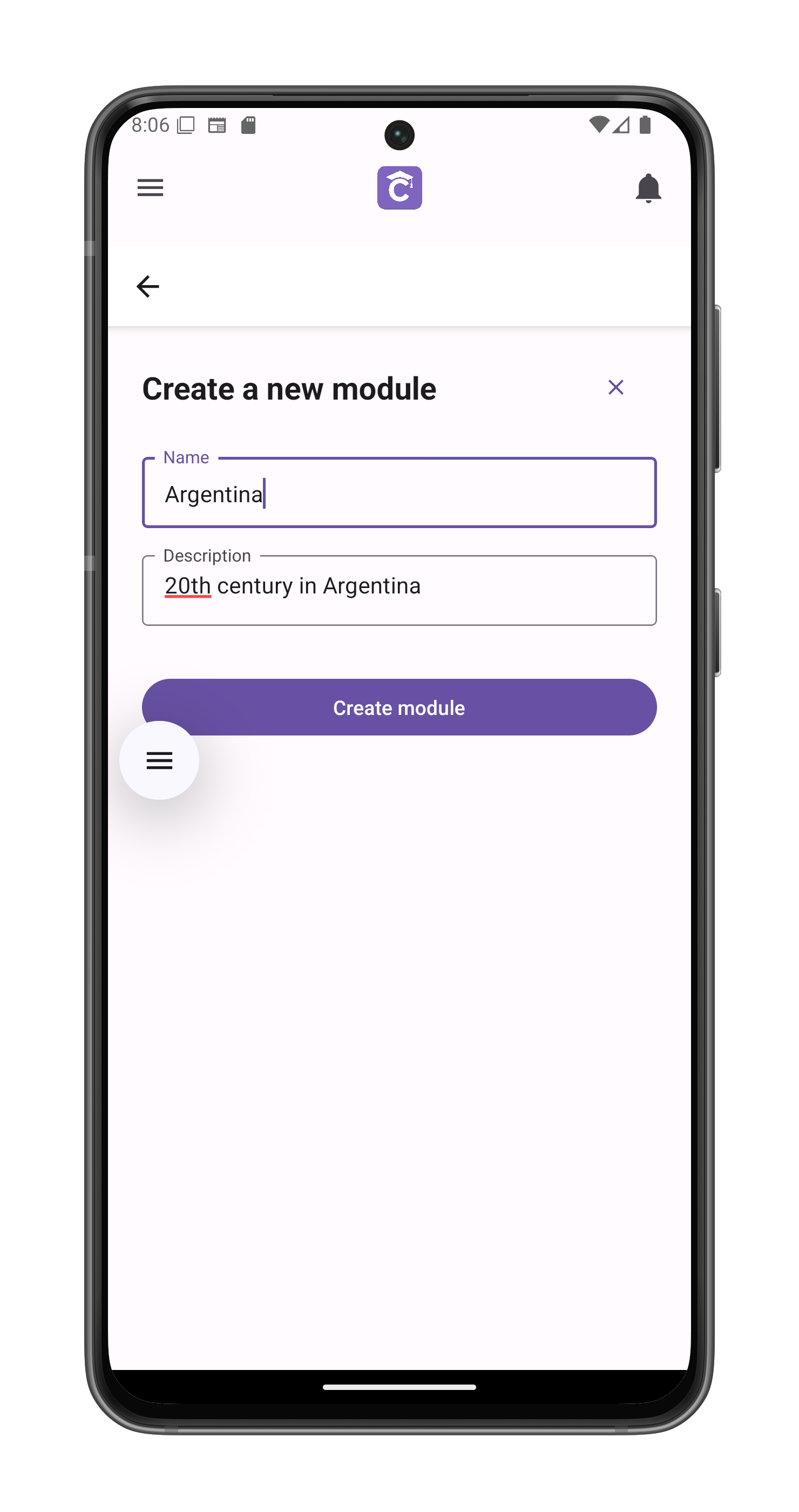 Module Creation Screen